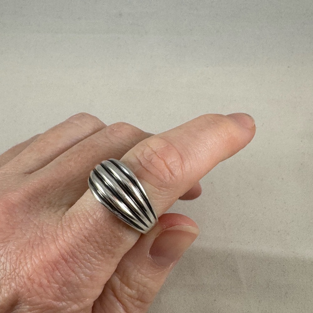 Silver croissant style ring